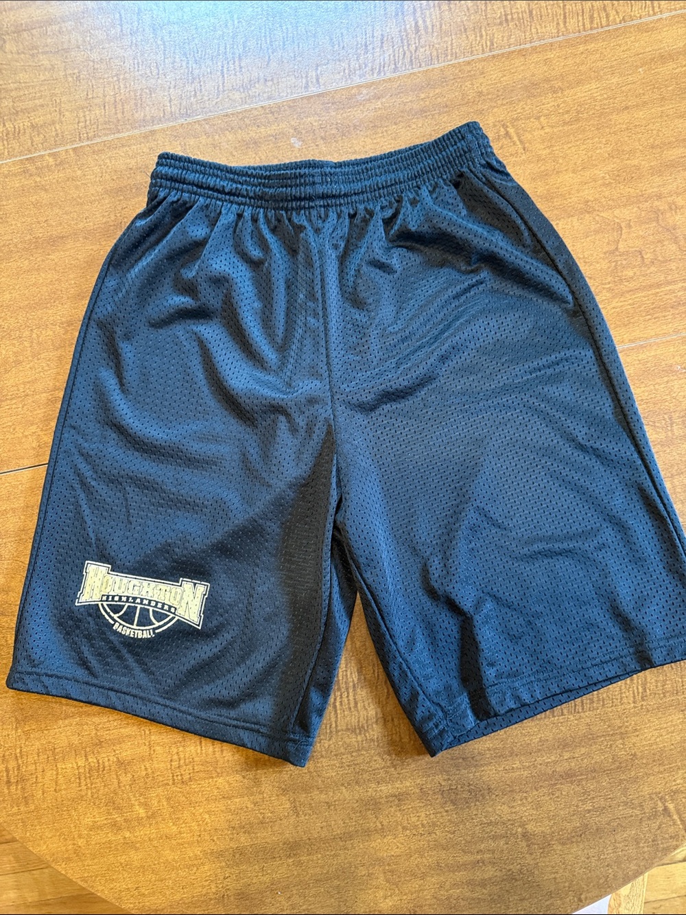 Men's Black Athletic Mesh Shorts with Team Logo